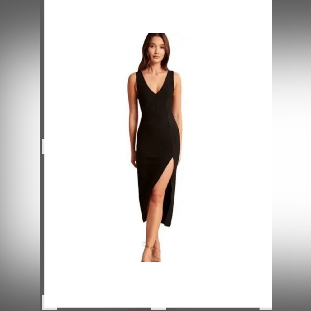 ABERCROMBIE & FITCH women’s midi dress with slit. Medium, black.